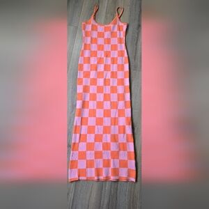 Pink and Orange Checkered Scarf